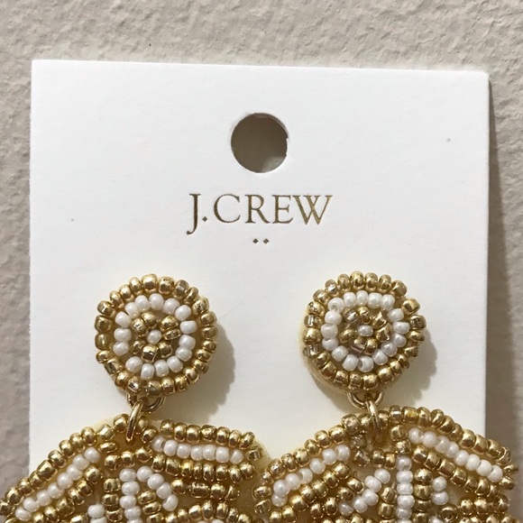 NWT J. Crew Beaded Statement Earrings, Drop Beach Boho Bridal J.Crew Factory OS - Picture 5 of 15
